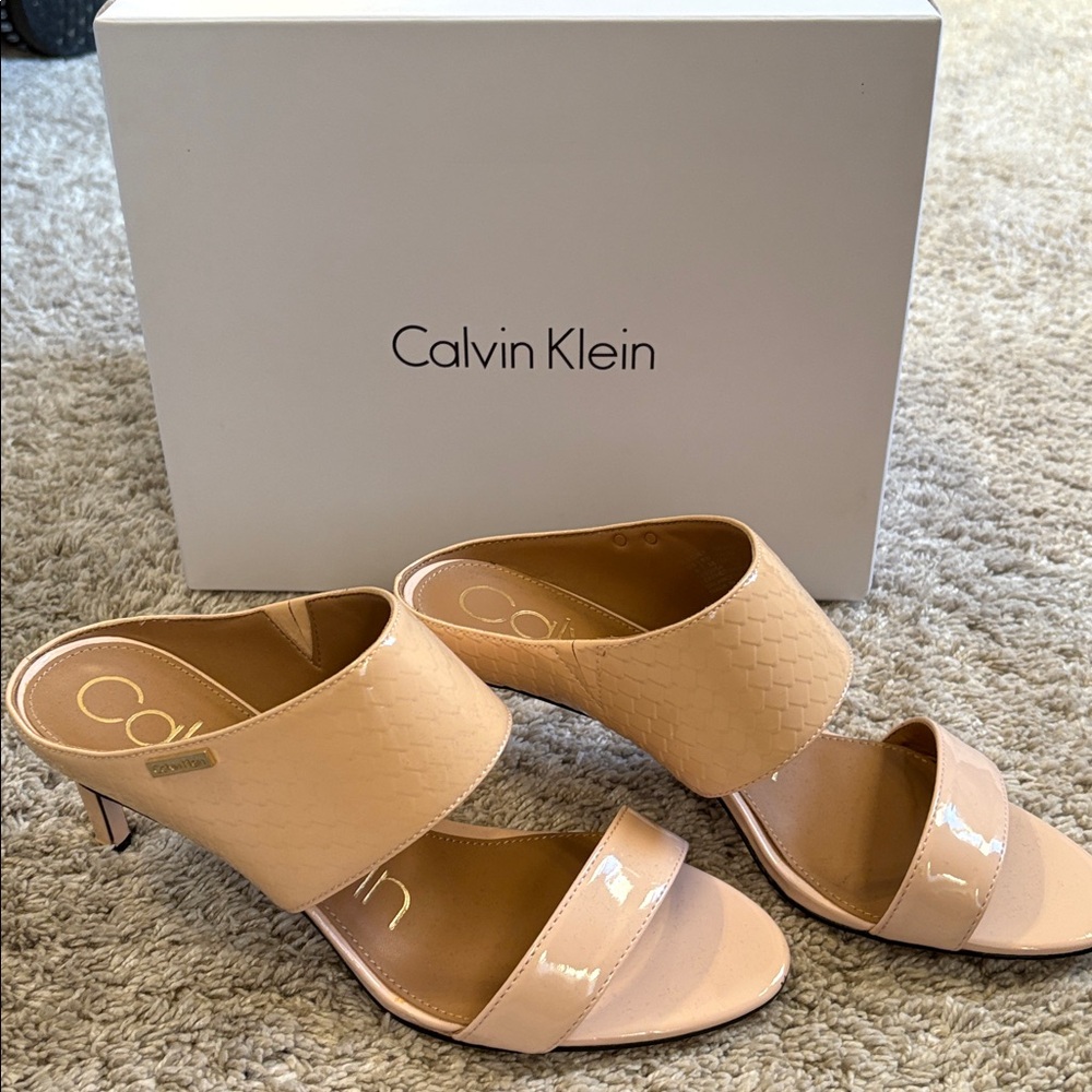 Calvin Klein Nude Open-Toe Heels